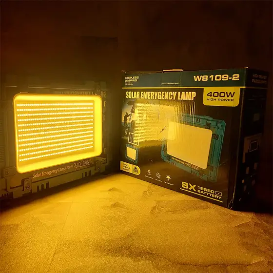 چراغ پروژکتور شارژی خورشیدی 400 وات مدل W8109-2