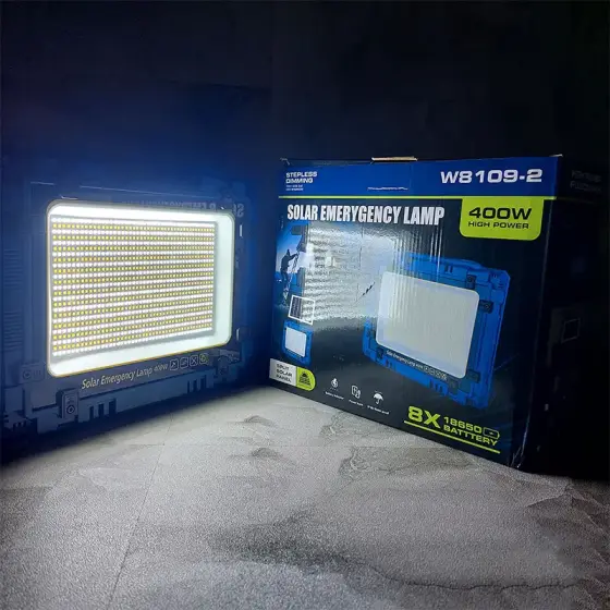 چراغ پروژکتور شارژی خورشیدی 400 وات مدل W8109-2